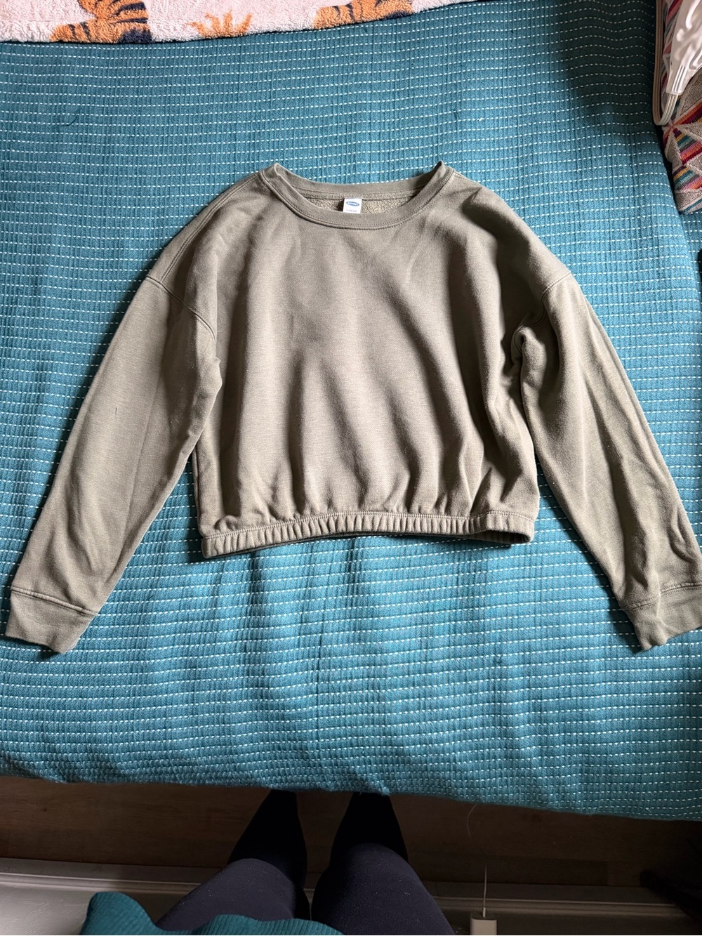 Olive Green Kids Cropped Sweatshirt